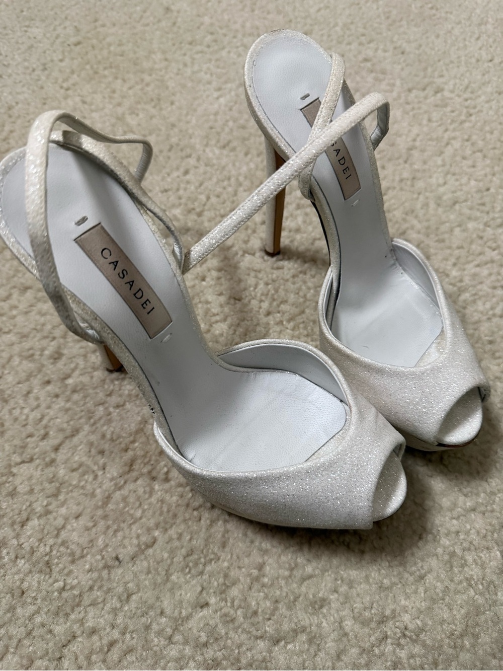 CASADEI Ophelia Ivory Platform Sandals 140 mm